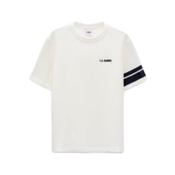 9.95 ZARA STRIPED T-SHIRT WHITE 0526/301 SIZE M - Picture 1 of 2